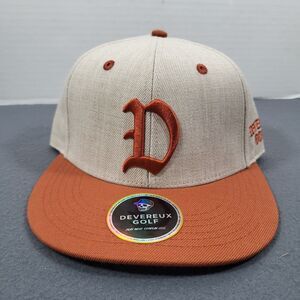 Devereux Golf Embroidered Logo Snapback Rust Orange D Hat 6 Panel Twill Wool